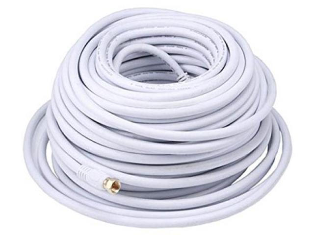 Monoprice 100ft RG6 (18AWG) 75Ohm, Quad Shield, CL2 Coaxial Cable with F Type Connector - White