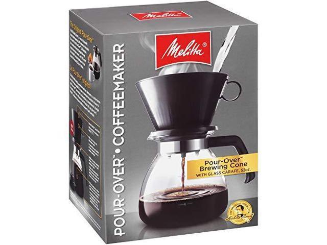 melitta (640616) pour-over coffee maker w/glass carafe, black
