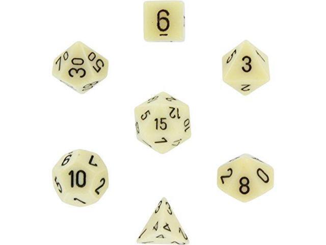 Chessex CHX25400 Dice-Opaque Ivory/Black Set, Multicolor