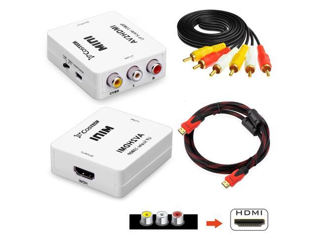 Costech AV/CVBS Composite to HDMI Output, HD 1080p Video Converter Adapter Plug and Play with HDMI Cable, Audio/Video Cable Gold Plated for...