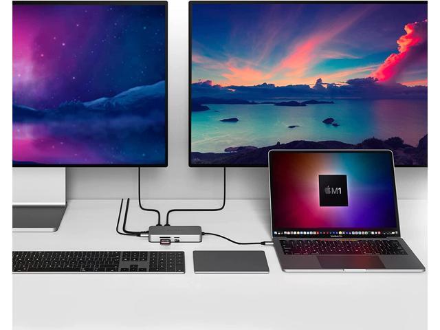 Hyper - HyperDrive Dual 10 Port USB-C Hub, 4K HDMI, Ethernet, 1 USB-C, 2 USB-A, microSD/SD, travel dock for M1/M2/M3 MacBook - Gray - image 5
