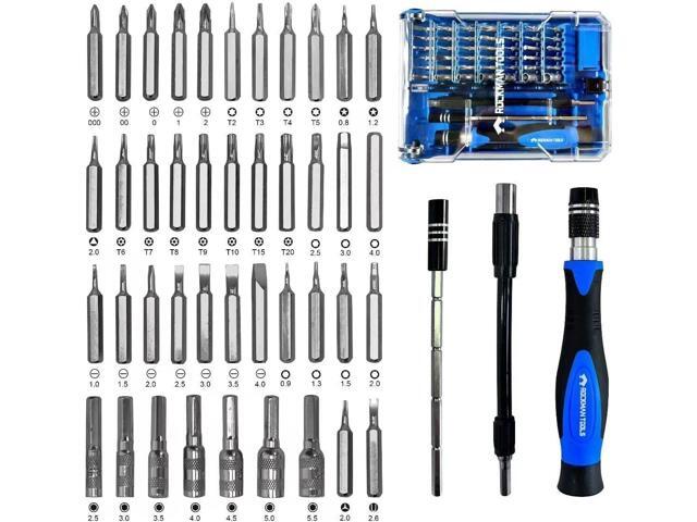 Screwdriver, Rockman Tools Basics 45 PCS Precision Screwdriver Bit Set- 1PC Precision Bits Driver, 1PC 120mm Precision Magnetic Holder, 1PC 120mm...