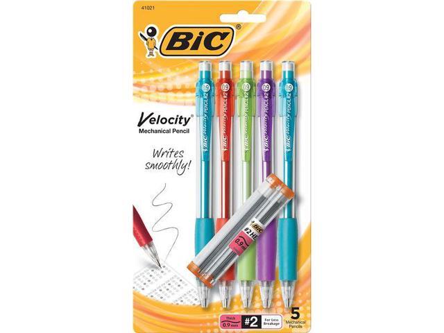 Bic Mechanical Pencil Refillable Rubbergrip .9mm 5/PK Assorted MVP51