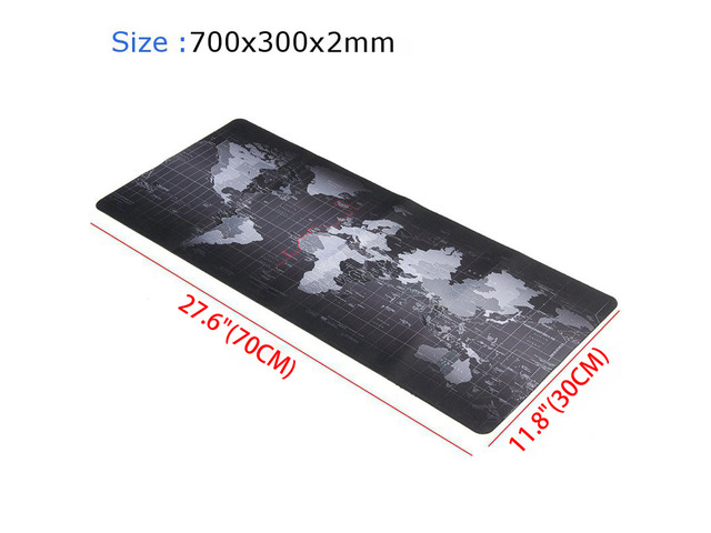 Jansicotek XL 700*300*2mm World Map Speed Keyboard Mouse Pad Mat Computer Gaming Mousepad Locking Edge Table Mat- Non-slip Rubber Base for PC...