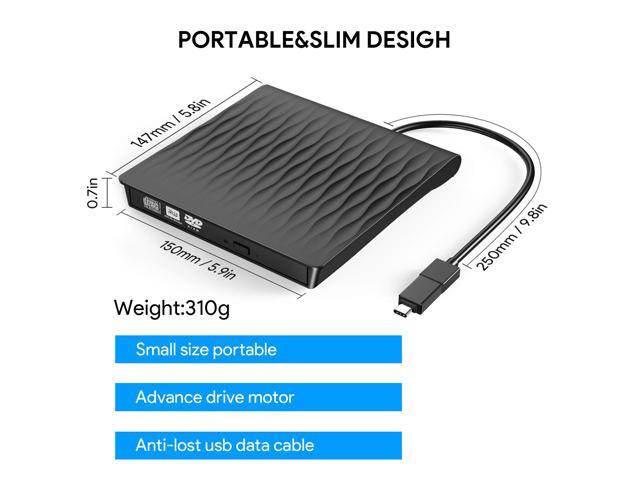 Jansicotek External CD DVD Drive, USB3.0/Type-C Slim Portable External CD DVD Rewriter Burner Writer,High Speed Data Transfer USB Optical Drives...