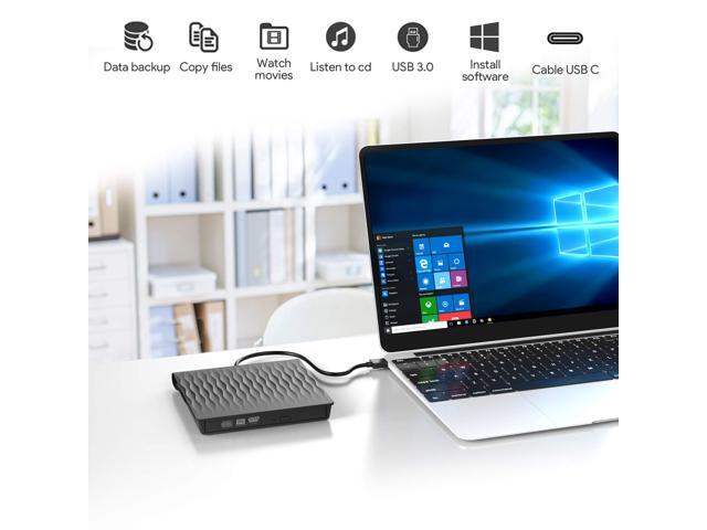 Jansicotek External CD DVD Drive, USB3.0/Type-C Slim Portable External CD DVD Rewriter Burner Writer,High Speed Data Transfer USB Optical Drives...