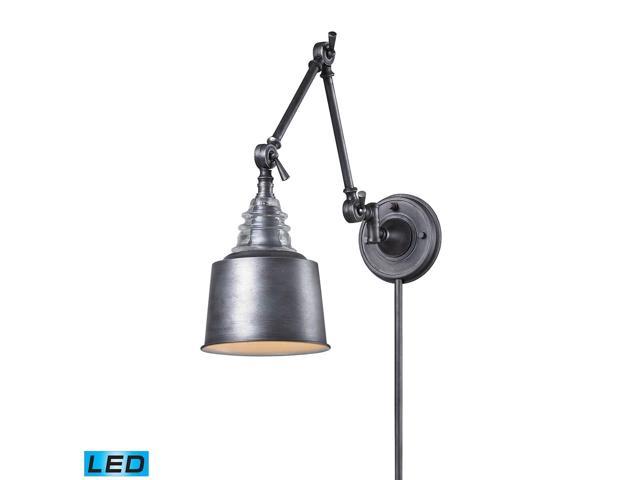 Photos - Chandelier / Lamp Elk Insulator Glass 1 Light Swingarm Sconce in Weathered Zinc - 66825-1-LE