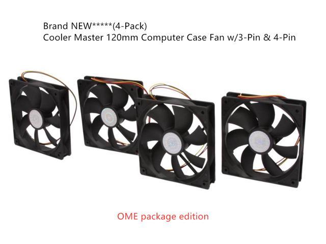 Cooler Master 120mm Computer Case Fan w/3-Pin & 4-Pin - 4 pack OEM Package edition