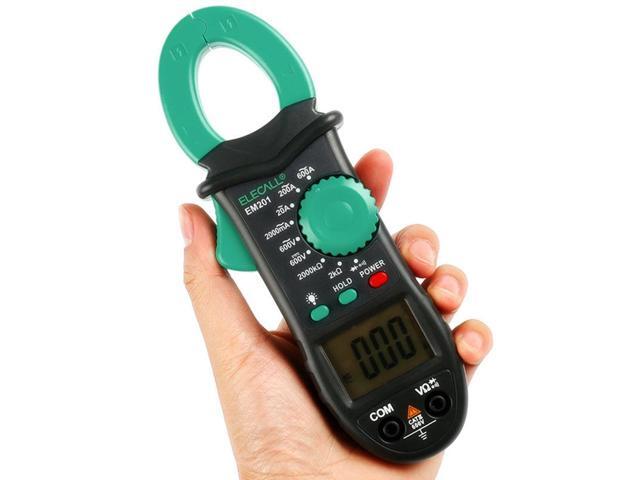 ELECALL EM201 2000 Count AC/DC Voltage AC Current Digital Clamp Meter With Resistance 28mm Jaw Capacity LED Display