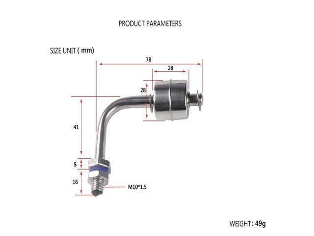 5pcs Right Angle Water Level Sensor Liquid Float Switch Tank Pool Stainless Steel 10W ESC7810 1A1