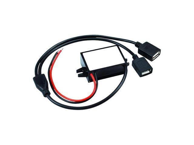 12V 24V 36V 48V 60V 72V to 5V 3A Inverter Converter Mini Micro Female USB Car Phone Charger Adapter for GPS DVR Recorder(1 Cable to 2 USB,DC 20-60V)