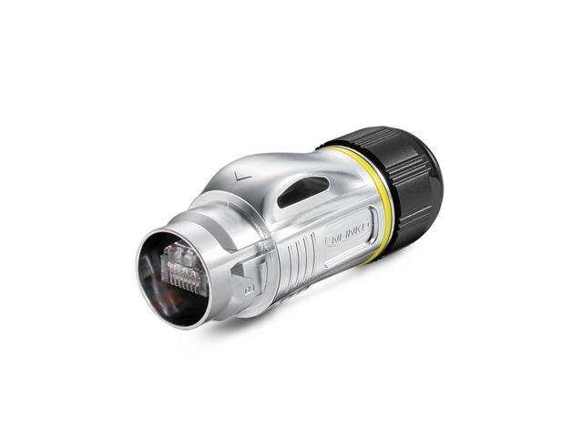 1Pcs Metal Shell RJ45 Connector Ethernet Adapter Waterproof 8P8C Panel Network Cable Coupler LAN Connector for Ethernet Cable(Plug)