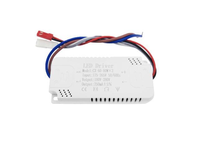 8W-160W LED Driver 3 Color Adapter for LED Lighting AC220V Non-Isolating for Ceiling Light Chandelier Replacement(2Pin-60-80Wx2)