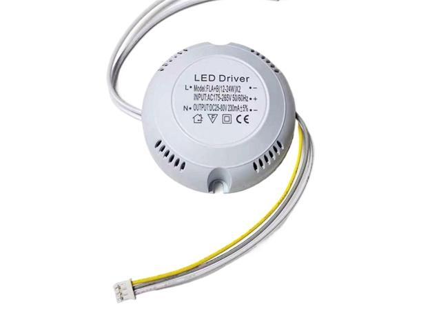 Round LED Driver 3 Colors Adapter for LED Lighting AC220V Non-Isolating for LED Ceiling Light 8-24W/24-36W/12-24W×2((12-24W)-2)