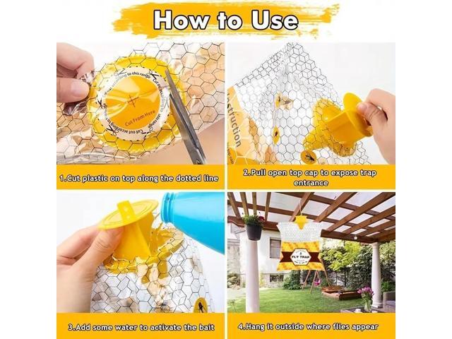 Transparent bee fly trap, outdoor hanging foldable fly trap, fly capture bag