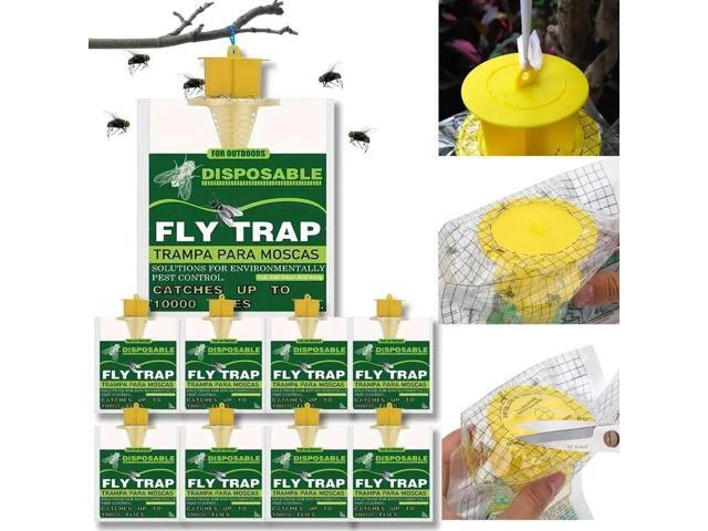 Green and white fly trap, outdoor hanging foldable fly trap, fly capture bag