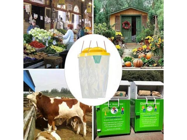 Two fly traps, outdoor hanging foldable fly traps, fly capture bags