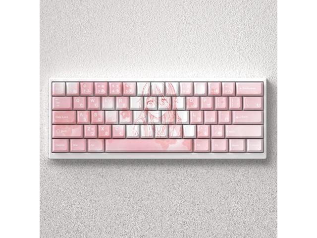 73 Keys Keycaps Anime Miyazono Kaori Pink PBT Dye Sublimation Cherry Japanese for 60 65 68 Layout Mechanical Keyboard Mad 60he