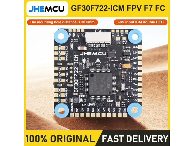 JHEMCU GF30F722-ICM FPV F7 Flight Controller 5V 10V Dual BEC with OSD HD 3-8S Input 30x30mm for FPV Freestyle HD Drones DIY Part