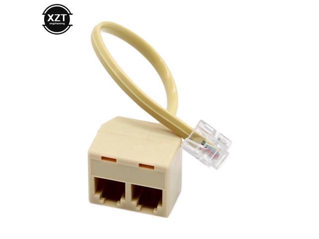 1pc High Quality One Point Two 6P4C RJ11 Dual Female to Male Telephone Extension Cable Splitter Adapter Connector