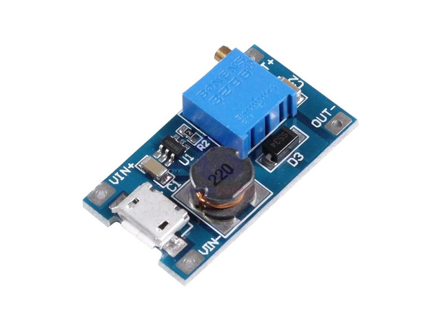 MT3608 D C to D C Converter 2-24V to 5-28V 6V 12V 24V 2A Boost Voltage St Ep U P Converter Module with Micro USpB Interface Adjustable 3296...