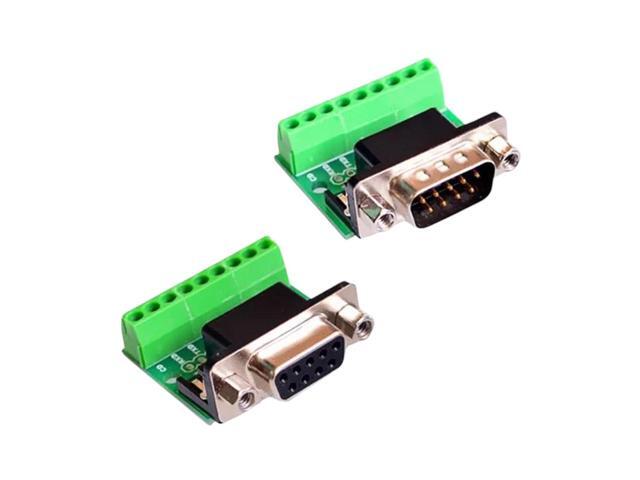 DB9 RS232 Serial to Terminal Male Female Adapter Connector Breakout Board Black+Green New