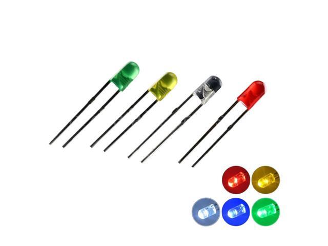 100pcs 3mm Light Emitting Diode LED Kit Yellow White Red Blue Green Color Bulb Lamp Set 3V PCB Assortment New