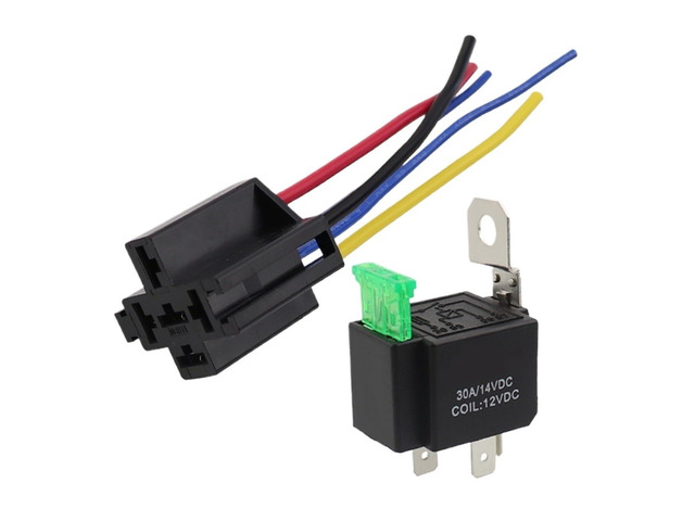 1Pcs/Set Auto Fused On/Off Relays DC12V 30A 4 Pin Electronic Relay Car Automotive Relay with Relay Socket(1set)
