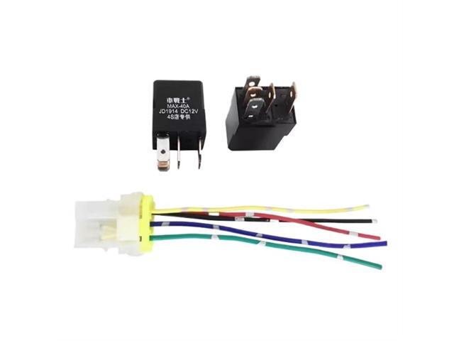 Automotive Relay - 12/24V Pure Copper, High Power, Water-Proof, for Vehicles, 4/5 Pin, 40A, NO NC, Plus Plug Wire (Color: 40A(2pcs), Size: 12v.
