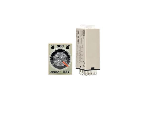 1PCS H3Y-4-C Small Time Relay Power On Delay Control 1S/5S/10S/30S/60S/3M 14-pin AC220V 4NO+4NC with Base H3Y-4-C(H3Y-4-C 5S Base)