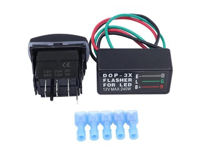 Universal Motorcycle LED Flasher Relay 4 Pin 12V Turn Signal Rocker Switch for ATV UTV RV Vehicle Off-Road Tractor Car Relay Set, Beige