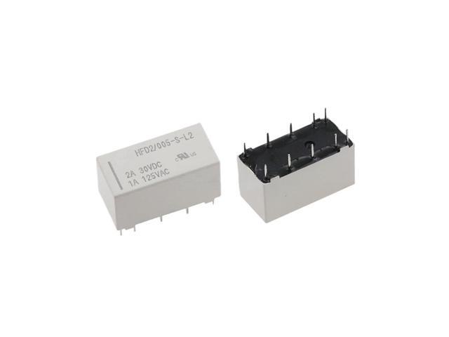 10PCS HFD2-005-S-L2 HFD2-012-S-L2 HFD2-024-S-L2 Dual Coil Magnetic Holding Relay 10 Pin Two Group Conversion (Color: HFD2-005-S-L2)