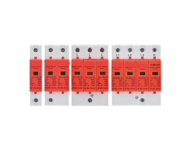 AC SPD Power Surge Protective Device Arrester Low Voltage House 1/2/3/4 Pole Surge Voltage Protection 275V 385V 20KA 40KA 60KA