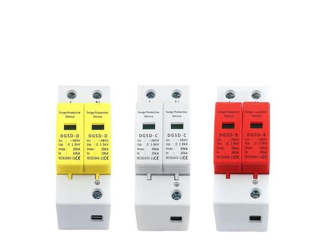 2P AC SPD Din Rail Surge Protector Protective Low-Voltage Arrester Device Home Protection 10-20KA 20-40KA 30-60KA 1P+N