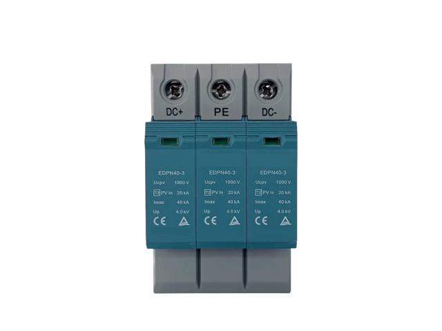 3P DC Surge Protector Solar DC SPD T2 Din Rail 1000V 40KA Surge Arrester Protector Arrester