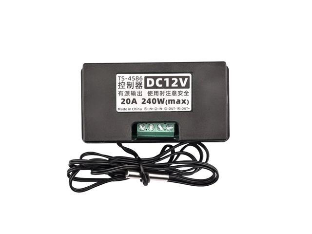 TS4586 DC12V DC24V AC110-220V Temperature Time Control Relay Active Output LED Display Thermostat NTC10K3950 1% Waterproof Probe (Color: DC12V)