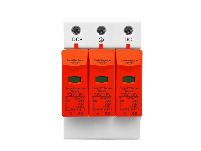 SPD 3P DC TOV1-PV 1000V 1200V 10kA-20kA 20KA-40KA House Surge Protector Protective Low-Voltage Arrester Device T2 PV OBO