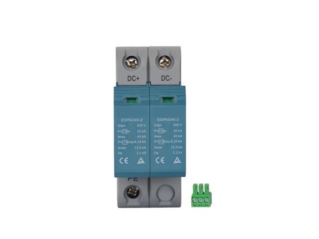 2Pole DC SPD T1 T2 Solar PV12.5KA Surge Protection Din Rail 600V 40KA Surge Arrester Protector