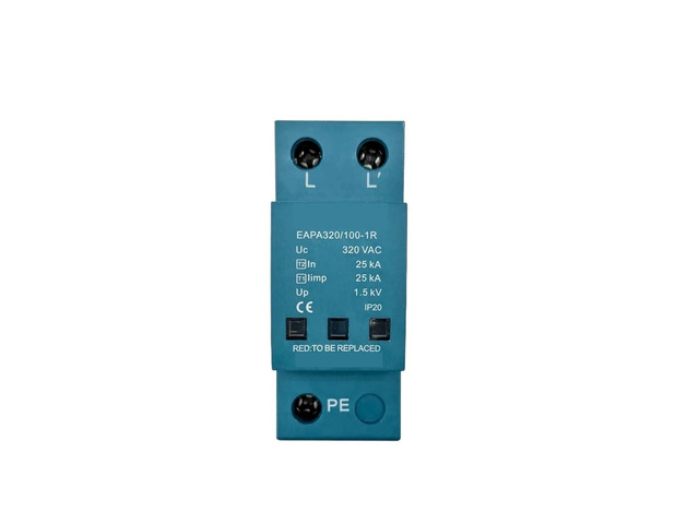 1P Surge Protector 100KA Surge Arrester T1 T2 Surge Protector AC SPD 220V 230V 320V 385V 440V Din Rail Installation