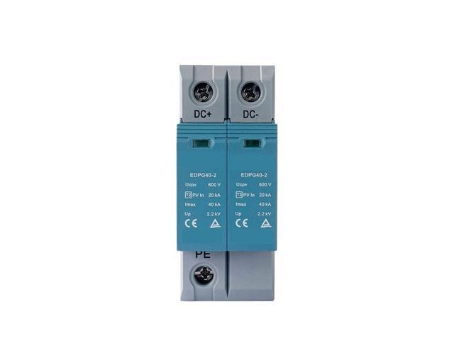 2P Solar PV DC SPD Surge Protective Device DC 600V 40KA Surge Arrester Protector Din Rail