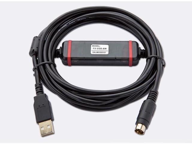 Applicable FX-USB-AW PLC Programming Cable FX3U FX3G Series Data Download Cable FTDI Chip Black Length: 3 Meters