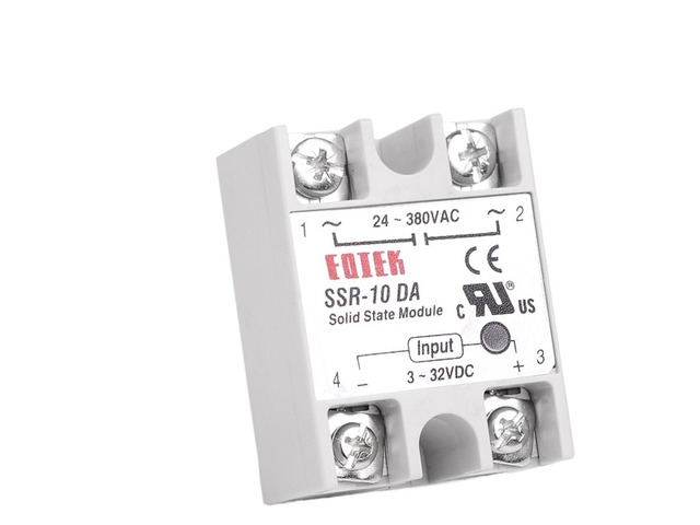 SSR-10DA Solid State Relay 10A Single Phase SSR Module 10DA DC-AC 3-32V 12V DC to 24-380V 220V AC for Temperature Controller
