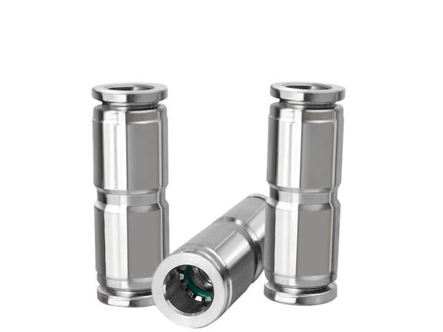 304 Stainless Steel Hose Straight Through Quick Connector High Temperature Resistance PU4/6/8/10/12/14/16mm Pneumatic Fittings (Color: PU4)