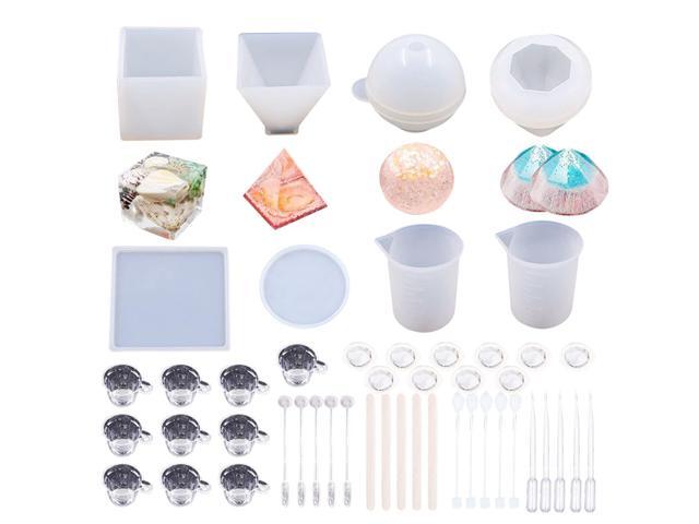 48Pcs DIY Resin Casting Molds Kit with Measuring Cups Droppers Silicone for Soap Wax Crafts Suitable Adults Beginners