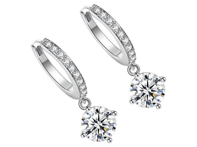 Fashion Earrings For Women, White Zircon Dangles, Plated Loop Jewelry, Antioxidant Drop Earrings