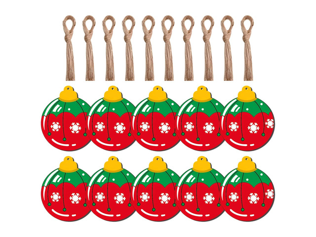 10Pcs Unfinished Christmas Wood Cutouts for DIY Party Decoration, Hanging Wood Slices