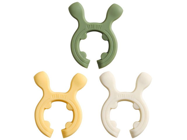 Deer Ear Spatula Holder Set, 3 Pcs Silicone Spoon Rest, Pot Side Stand, Anti-Scalding Pot Clip, Utensil Rack, 2.0 x 2.6 in, Yellow Beige Green for...