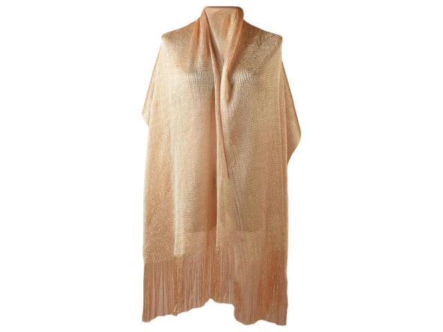Sun Shielding Yellow Shawl With Gold Tassels For Women, Beach Cover Up, 200 X 45 Cm
