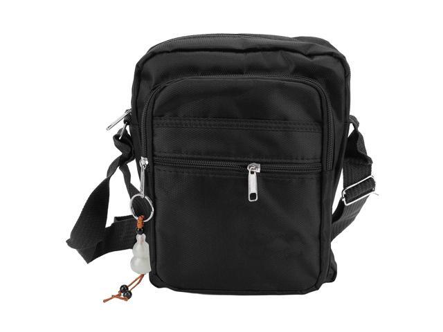 Men Shoulder Bag, Large Capacity Oxford Cloth Multi layer Sling Bag with Adjustable Strap (Black)