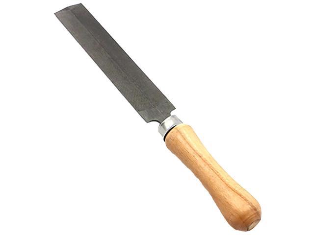 Steel Medium-Tooth Metal File with Wooden Handle, 8.9 in/22.5 cm, Hand Grinding Deburring Flat File, Woodworking Tool for Fitters and Carpenters